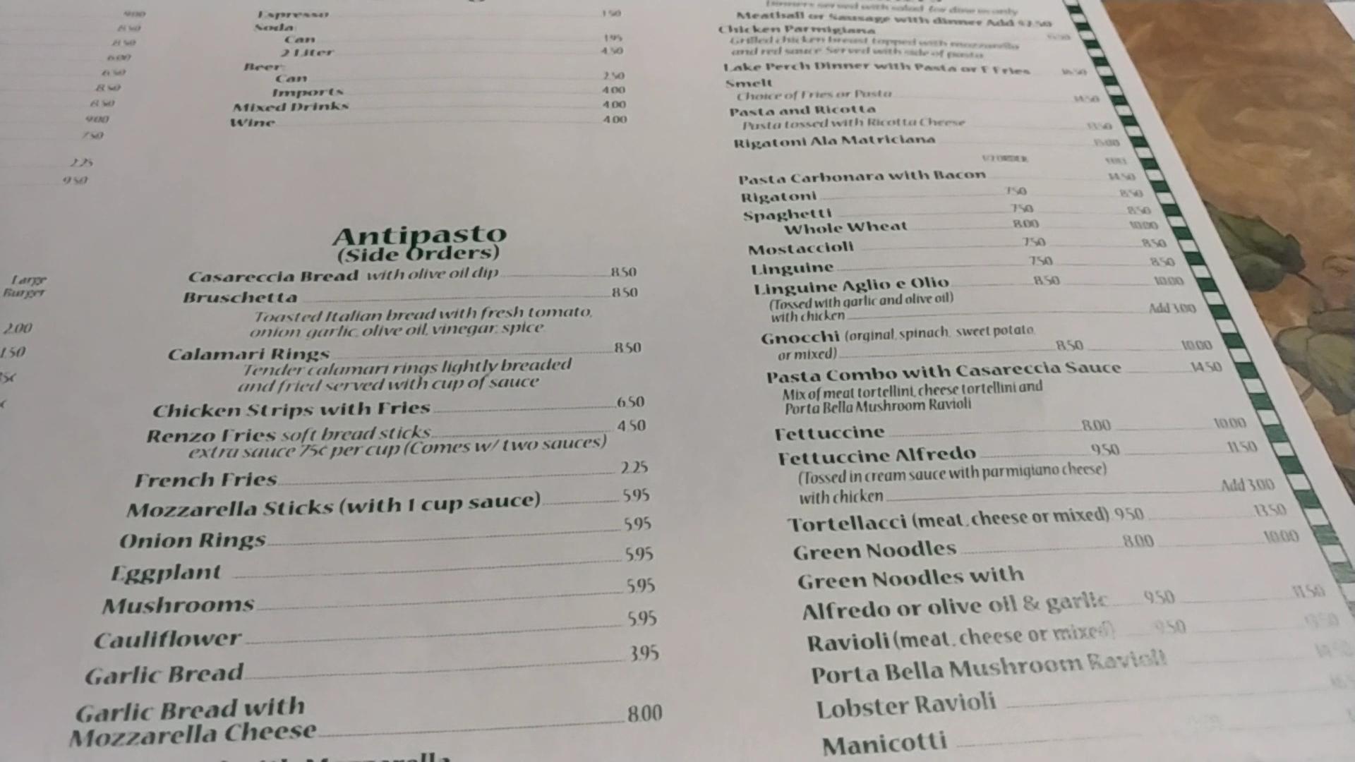 Renzo's Pizzeria & Trattoria Menu image 2