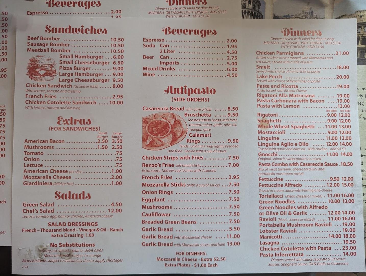 Renzo's Pizzeria & Trattoria Menu image 3